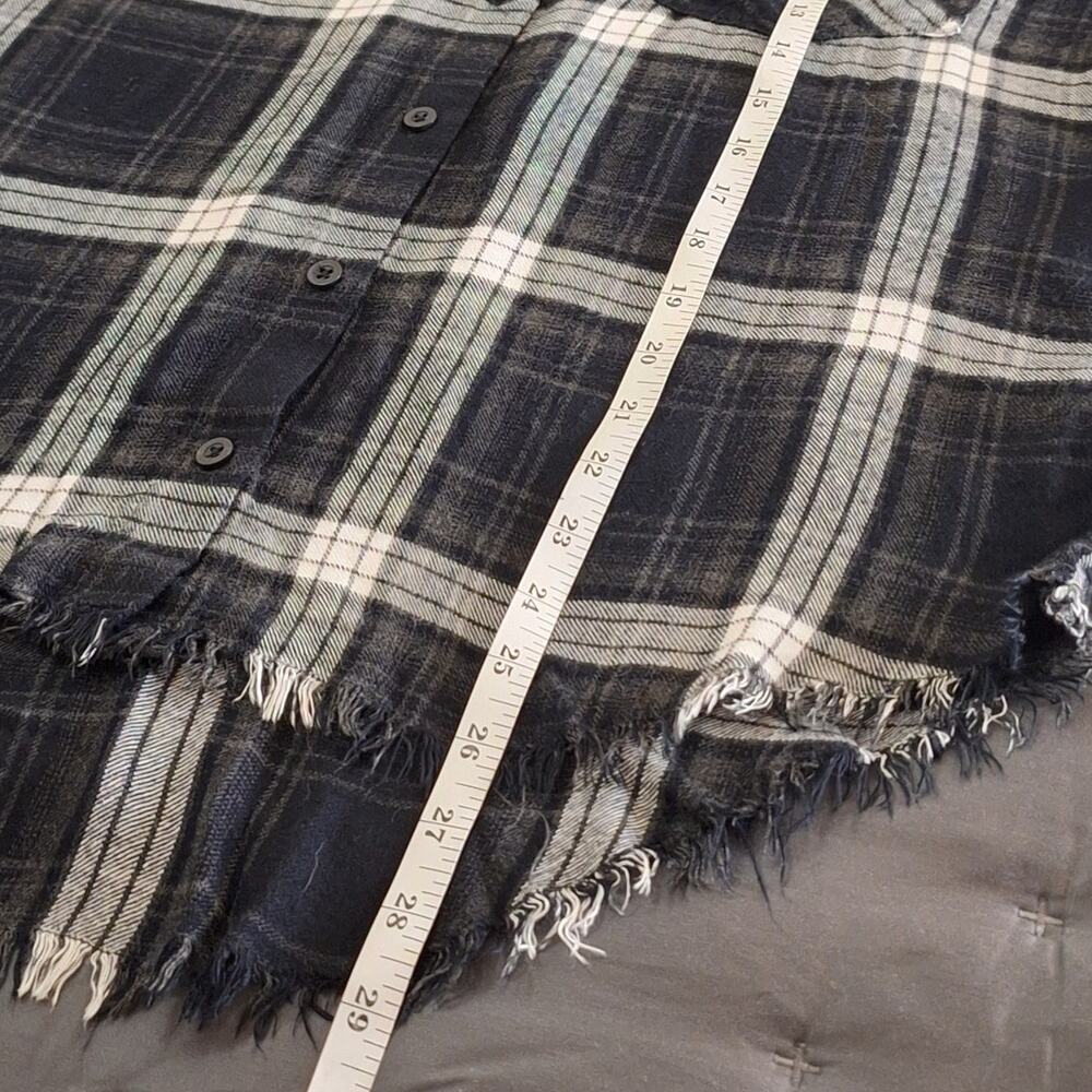 Cloth & Stone Anthropologie Shirt Womens Small 100% Viscose Flannel Frayed Hem - Picture 7 of 9